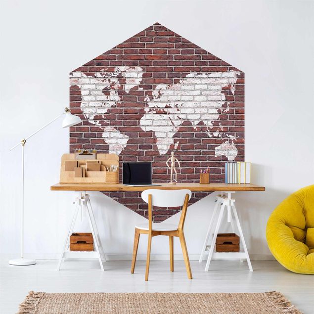 Modern wallpaper designs Brick World Map