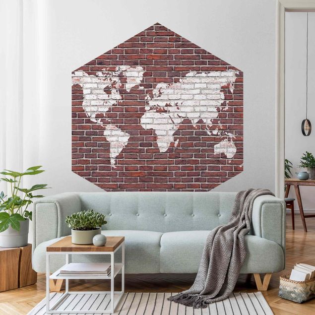 World map wallpaper Brick World Map
