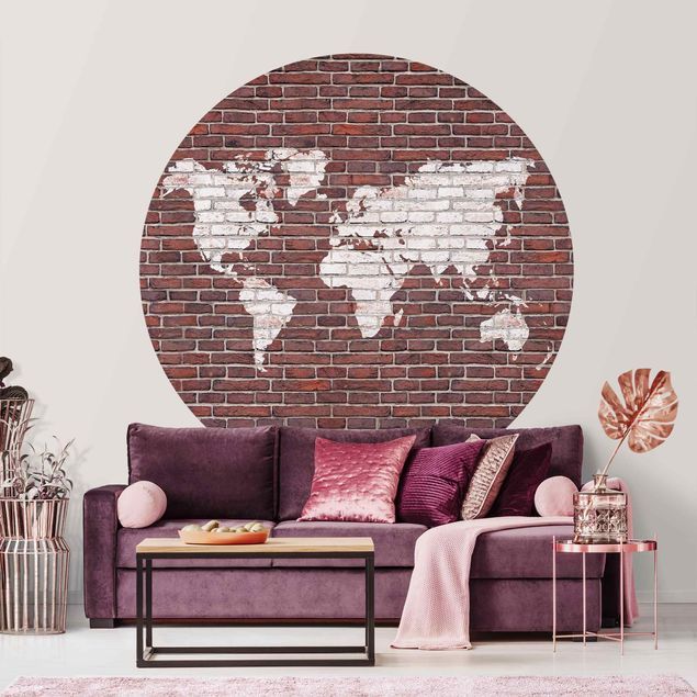 Brick effect wallpaper Brick World Map
