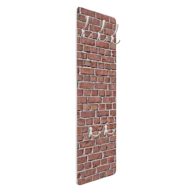 Coat rack stone effect - Brick Tile Wallpaper Red