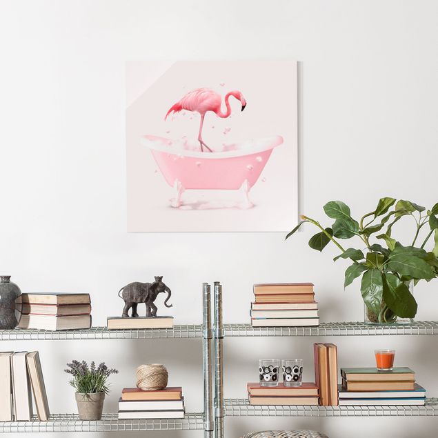Art prints Bath Tub Flamingo