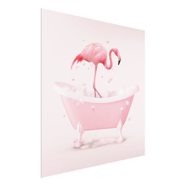 Pink wall art Bath Tub Flamingo