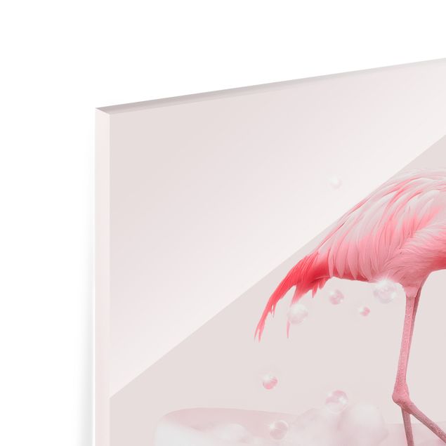 Glas Magnettafel Bath Tub Flamingo