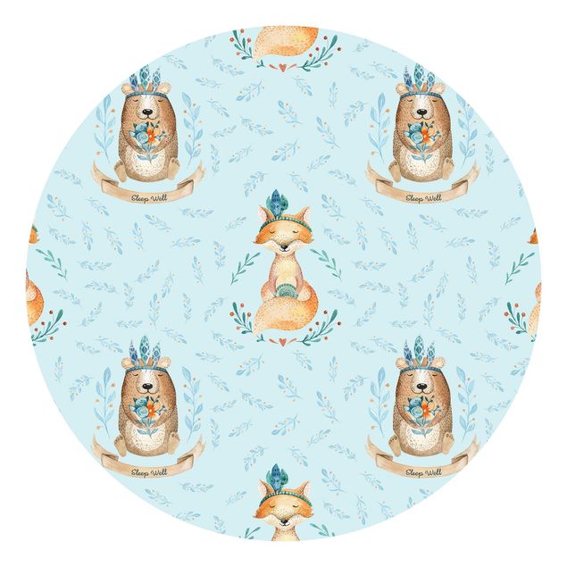 Blue wallpaper Bears And Foxes In Front Of Blue