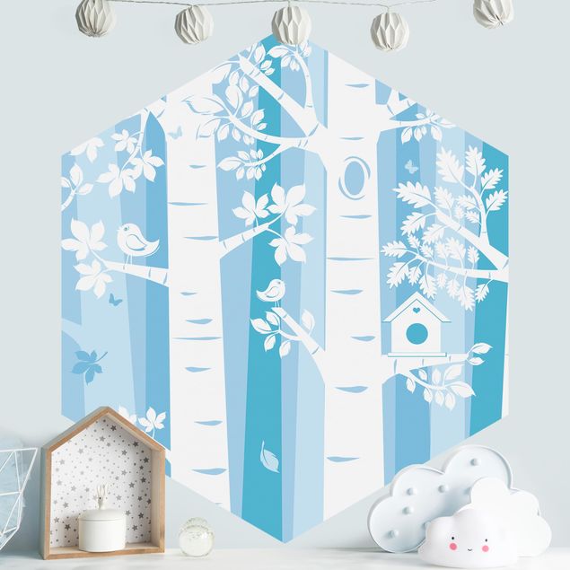 Modern wallpaper designs Trees In The Forest Blue