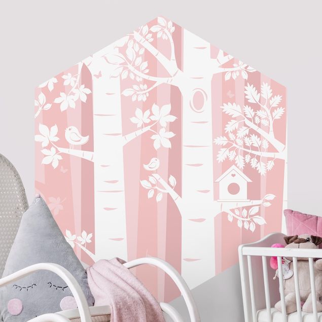 Contemporary wallpaper Trees In The Forest Pink