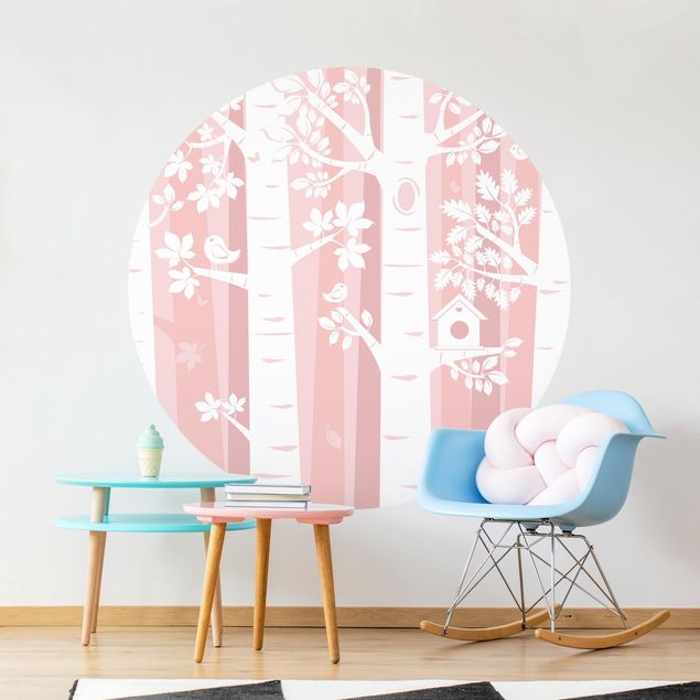 Kids room decor Trees In The Forest Pink