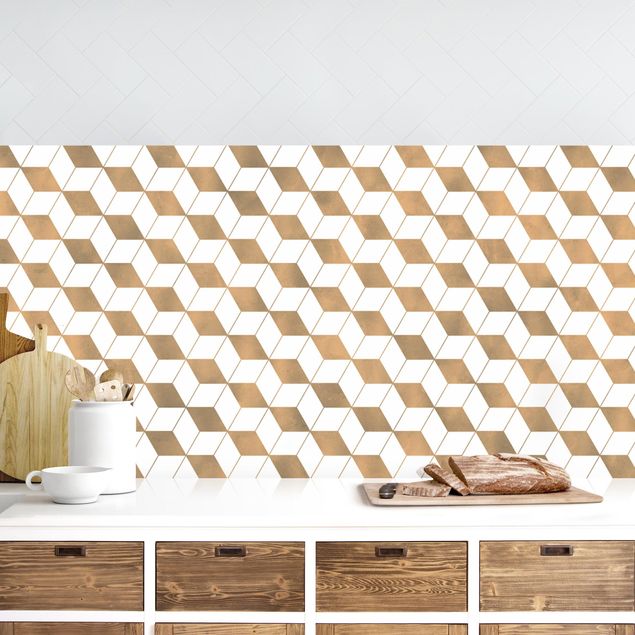Kitchen Cube Pattern In 3D Gold