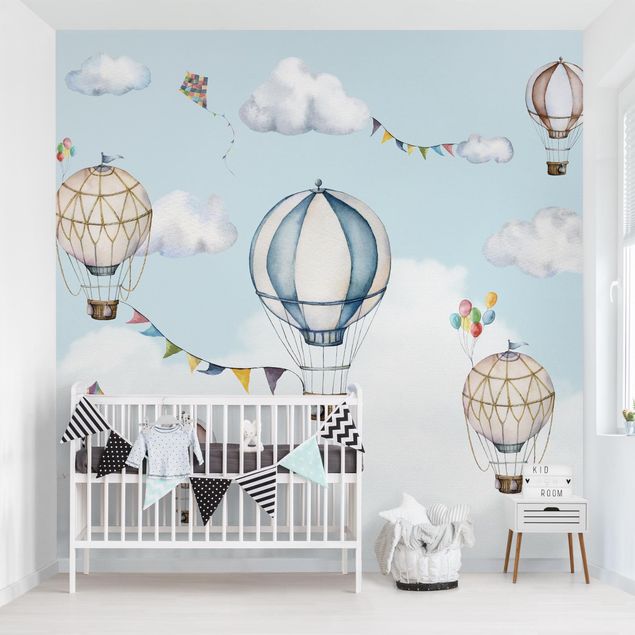 Modern wallpaper designs Balloon party among the clouds