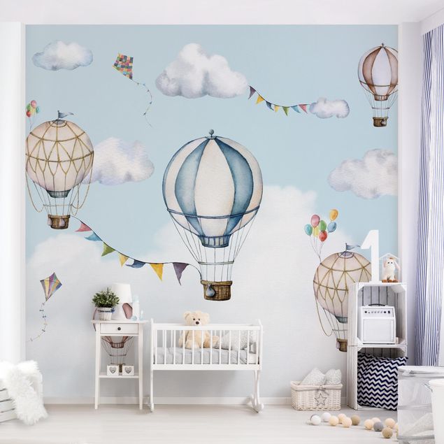 Nursery decoration Balloon party among the clouds