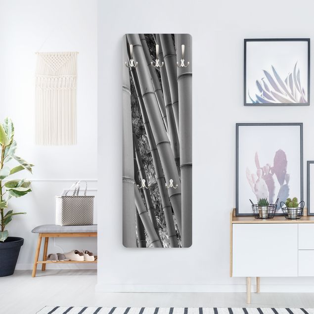 Wall mounted coat rack black and white Bamboo