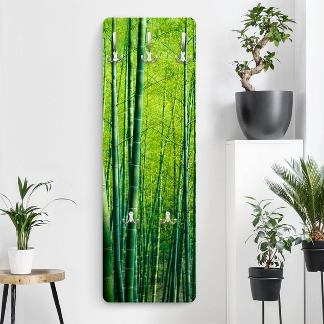 Wall mounted coat rack landscape Bamboo Forest