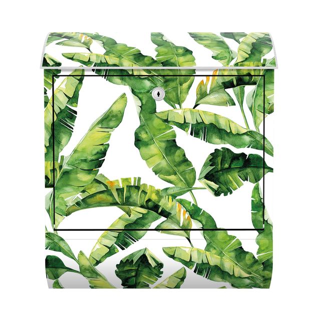 Green letter box Banana Leaf Watercolour Pattern