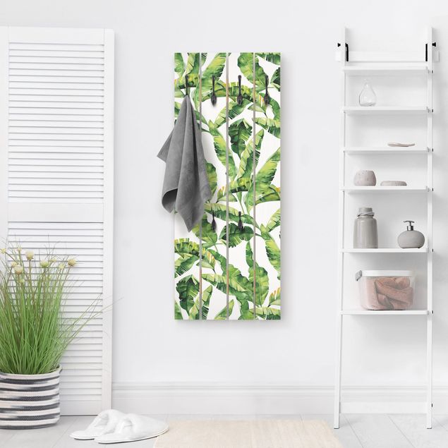 Shabby chic clothes rack Banana Leaf Watercolour Pattern