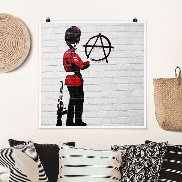 Black and white poster prints Anarchist Soldier - Brandalised ft. Graffiti by Banksy