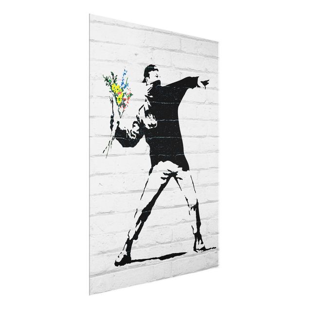 Prints black and white Flower Thrower - Brandalised ft. Graffiti by Banksy