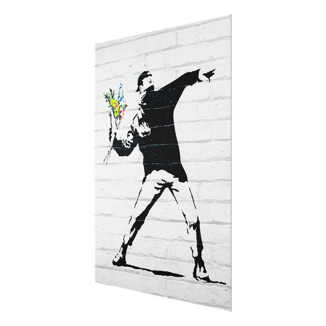Glas Magnettafel Flower Thrower - Brandalised ft. Graffiti by Banksy