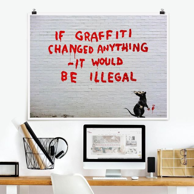 Poster black white If Graffiti Changed Anything - Brandalised ft. Graffiti by Banksy