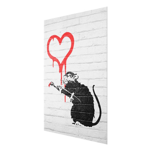 Glas Magnetboard Love Rat - Brandalised ft. Graffiti by Banksy