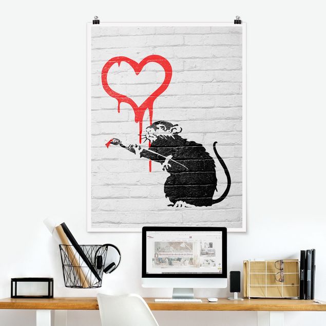 Posters black and white Love Rat - Brandalised ft. Graffiti by Banksy