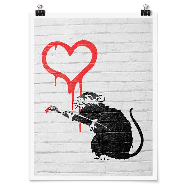 Prints black and white Love Rat - Brandalised ft. Graffiti by Banksy