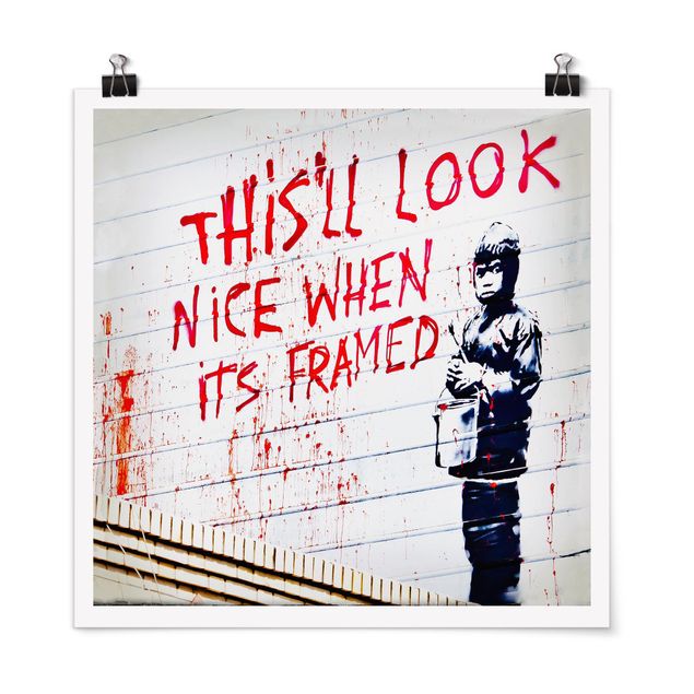 Black and white wall art Nice When Its Framed - Brandalised ft. Graffiti by Banksy