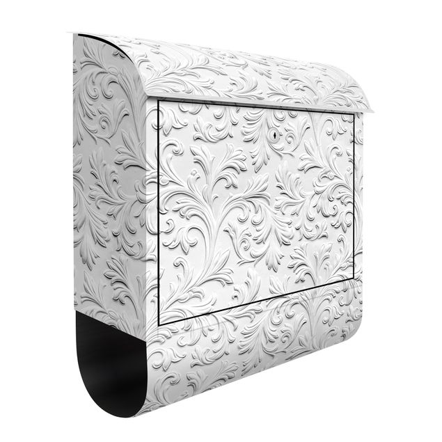 Letterboxes black and white Baroque Pattern Plaster Optics