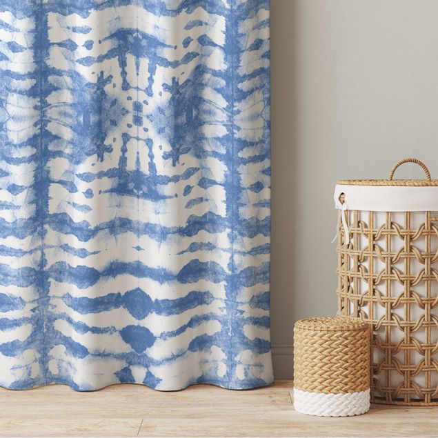 custom curtain Batik In Blue White
