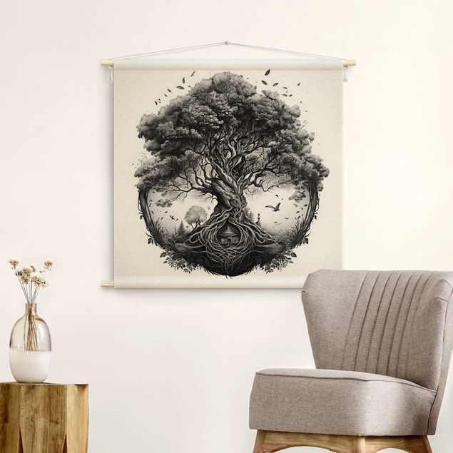 modern tapestry wall hanging Tree Of Life Illustration