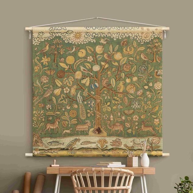 tapestry nature Tree With Animals In Textile Look
