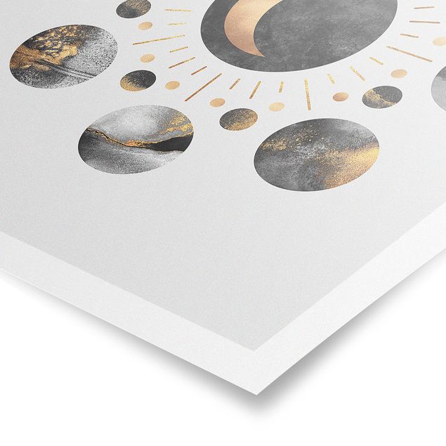 Elisabeth Fredriksson poster Moon Phases Abstract Gold