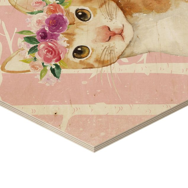 Prints Watercolor Cat Pink
