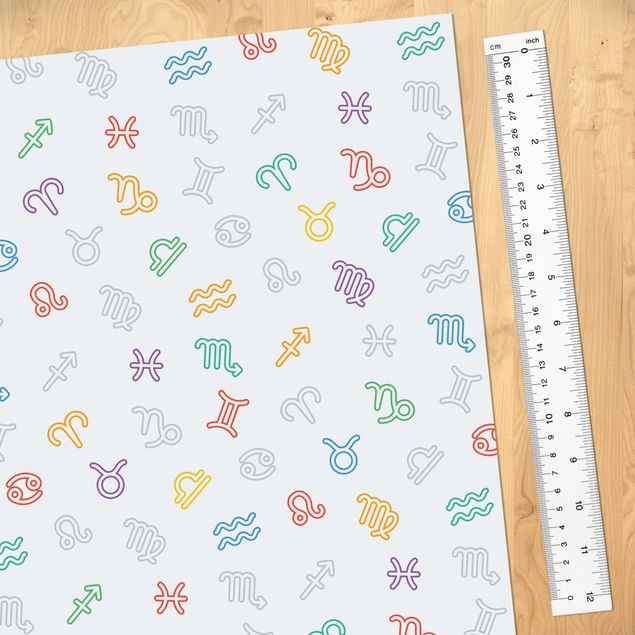 Adhesive films multicoloured Nursery Learning Pattern With Colourful Zodiac Symbols
