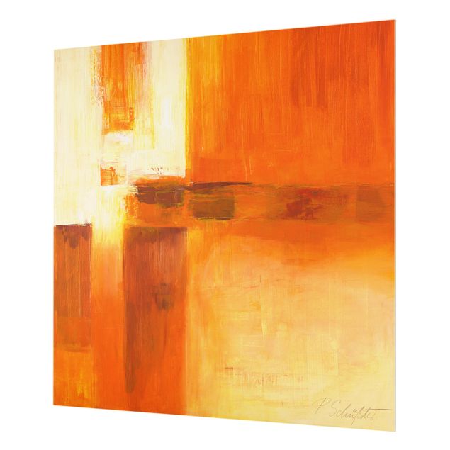 Glass splashback Petra Schüßler - Composition In Orange And Brown 01
