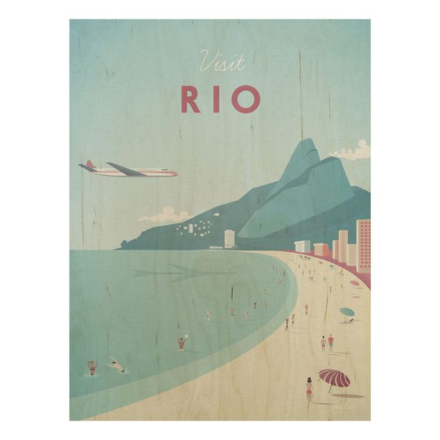 Wood prints landscape Travel Poster - Rio De Janeiro