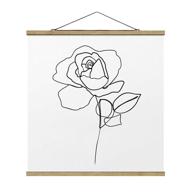 Floral canvas Line Art Rose Black White