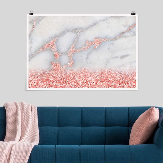 Kitchen Marble Look With Pink Confetti
