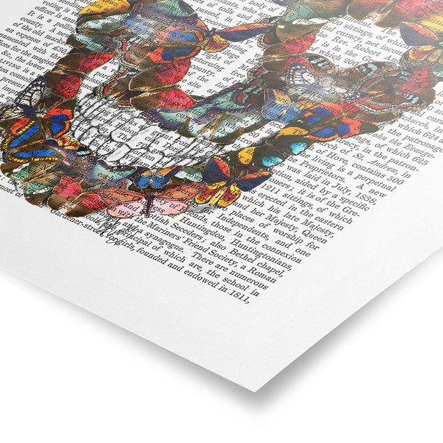 Modern art prints Scary Reading - Butterfly Skull