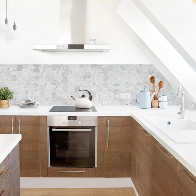 Kitchen splashback tiles Marble Hexagon Tiles - Light Grey