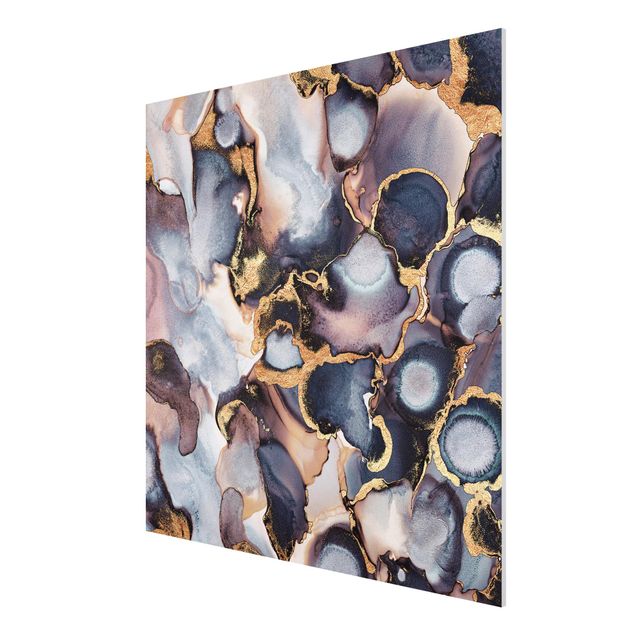 Prints abstract Marble Watercolour With Gold