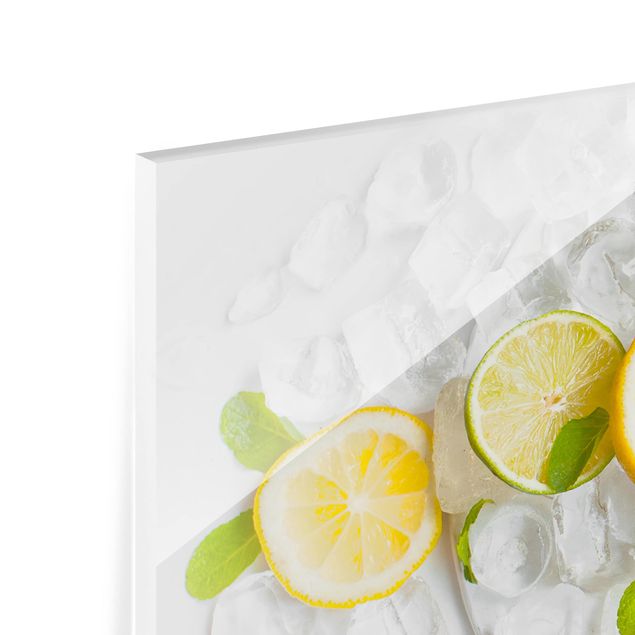 Glass Splashback - Citrus Fruits On Ice - Landscape 1:2