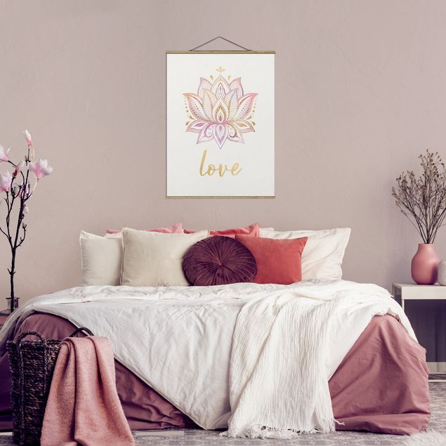 Prints mandala Mandala Namaste Lotus Set Gold Light Pink