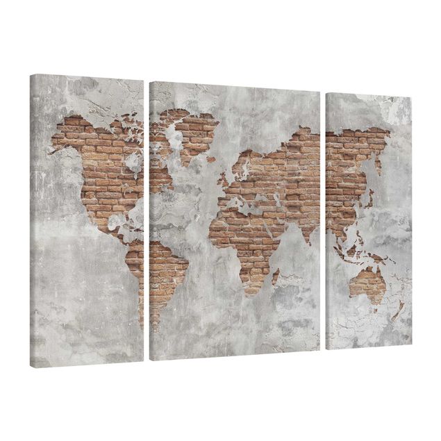 Prints maps Shabby Concrete Brick World Map