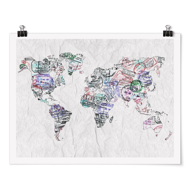 Prints quotes Passport Stamp World Map