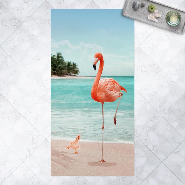 Outdoor rugs Beach With Flamingo