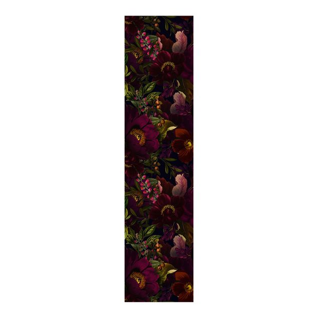 Sliding panel curtains flower Purple Blossoms Dark