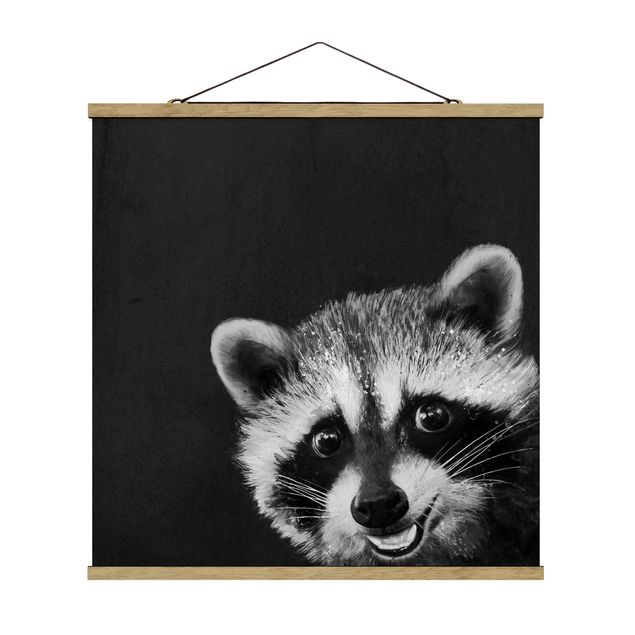 Animal wall art Illustration Racoon Black And White Painting