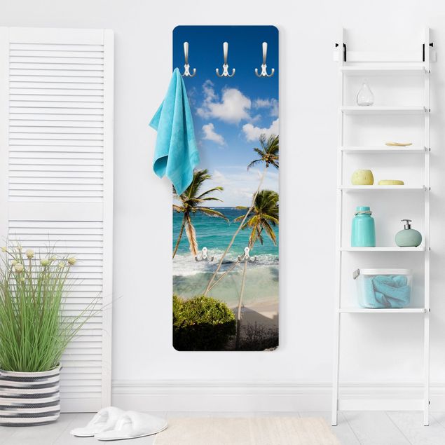 Wall mounted coat rack landscape Beach Of Barbados