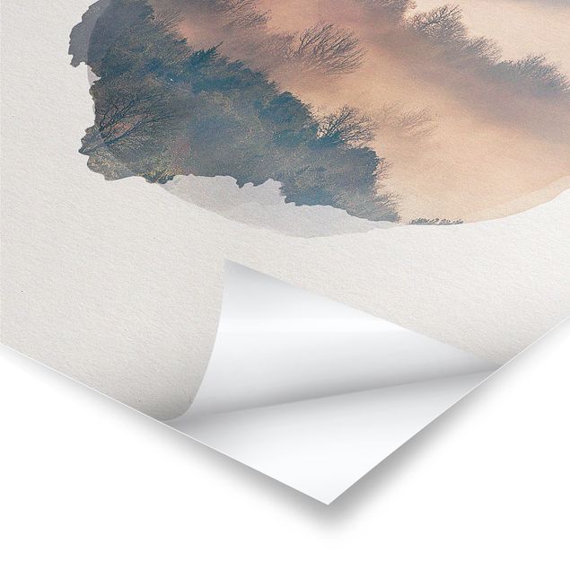 Prints WaterColours - Mist At Sunset