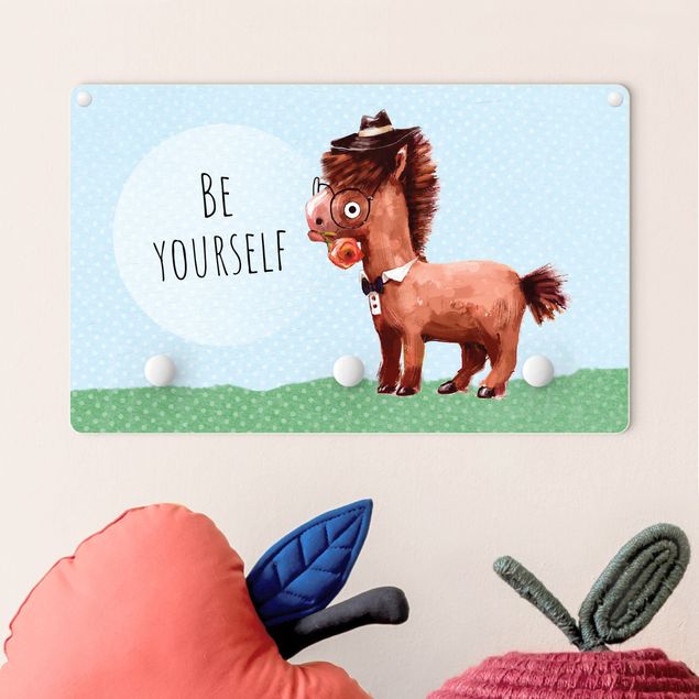 Kids room decor Bespectacled Pony With Text Be Yourself